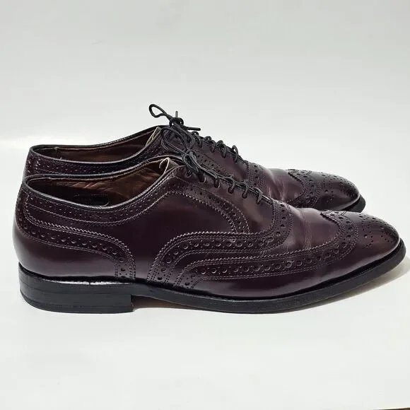 Allen Edmonds McAllister Wingtip Shoes Burgundy MENS Size 7.5 D Preppy Oldmoney